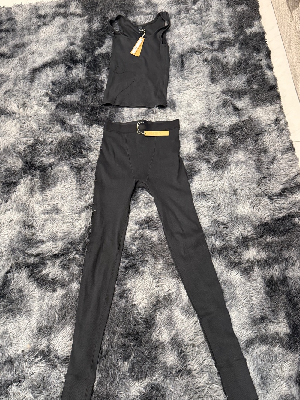 SKIMS Black Ribbed Tank Top And Leggings
